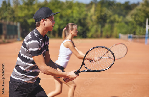 Tennis players on court. playing in tennis