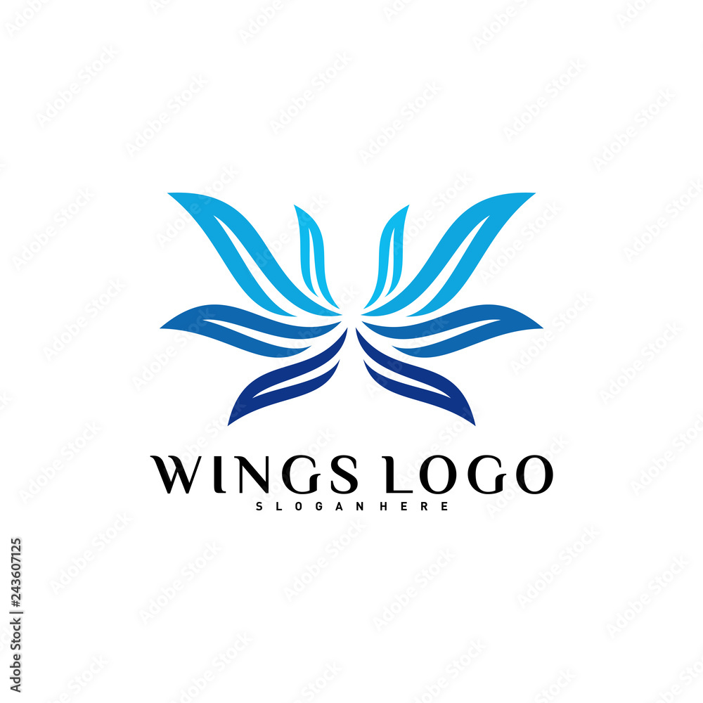 Wing Logo Vector. Color Wing Logo Design Concept Template Vector