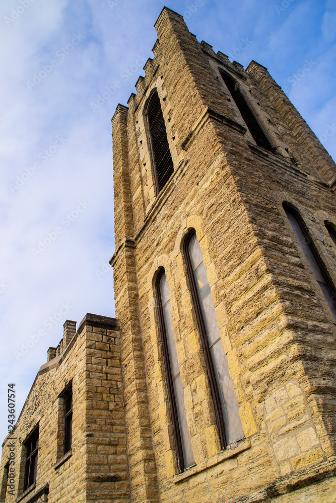 The old church in Aurora, Illinois on a beautiful Winter afternoon.