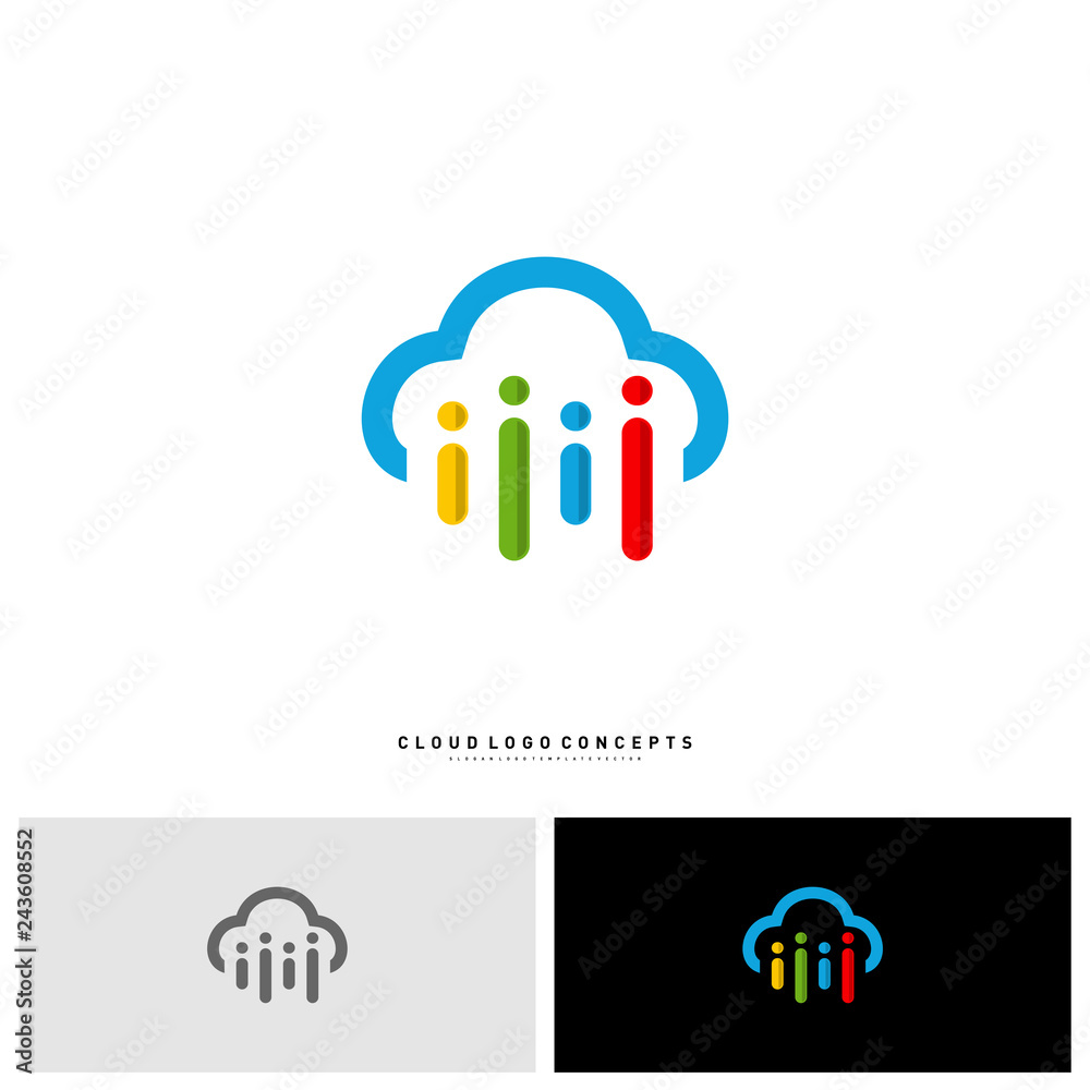 People Cloud Logo Design Concept Vector. Modern Cloud Man Logo Template Vector People Cloud Logo Design Concept Vector. Modern Cloud Man Logo Template Vector