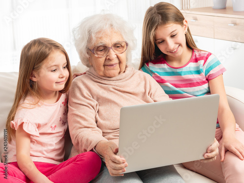 Great-grandmother with granddaughters