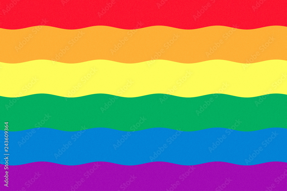 Six colored wavy rainbow flag. Lgbt pride concept background