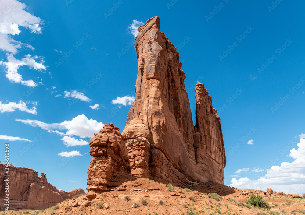 Sandstone formations in the entrance of Arches National Park, Utah Sandstone formations in the entrance of Arches National Park, Utah