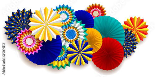 Bright carnival composition with fans