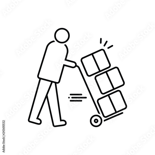 Black line icon for moving
