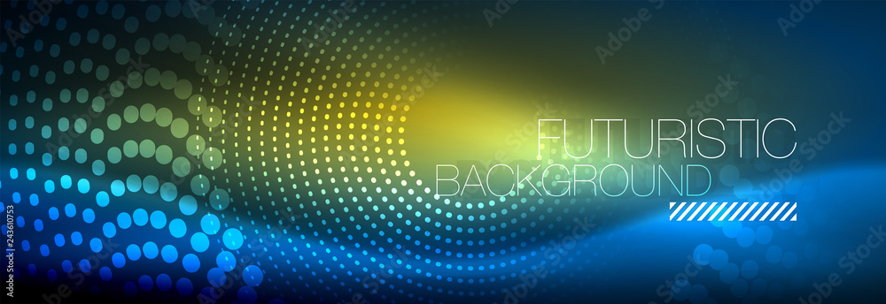 Glowing neon circle line dots, round line design, abstract style on black background. Neon abstract round circles Magic neon lights and glowing dots Glowing neon circle line dots, round line design, abstract style on black background. Neon abstract round circles Magic neon lights and glowing dots