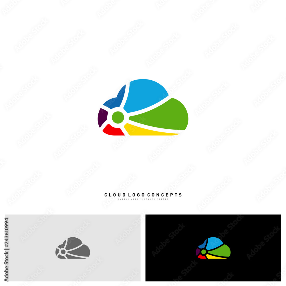 Fototapeta premium Colorful Cloud Logo Design Concept Vector. Cloud Paint Logo Template Vector