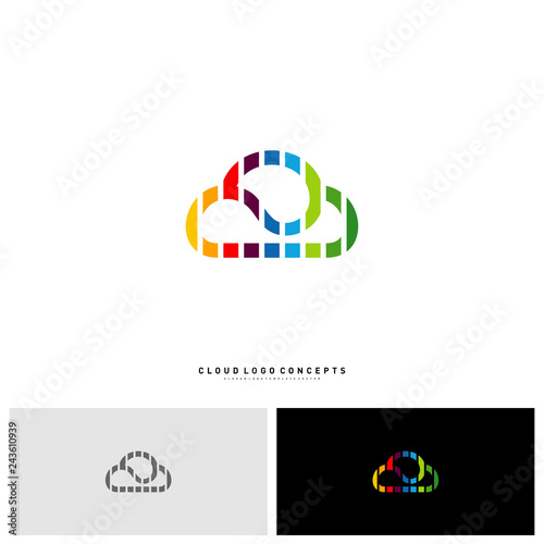 Free Download Colorful Cloud Logo Design Concept Vector. Cloud Paint Logo Template Vector - GFXLoad