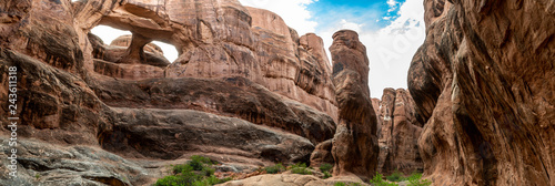 Panorama with Skull Arch in Fiery Furnace in Arches National Park, Utah
