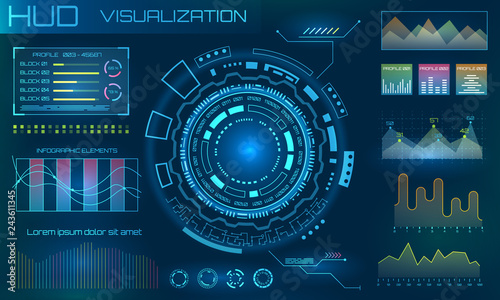 Futuristic HUD Design Elements. Infographic or Technology Interface for Information Visualization