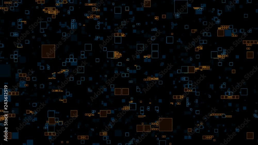  3d render background made of repetitive square patterns. Technology theme concept with random square forms.
