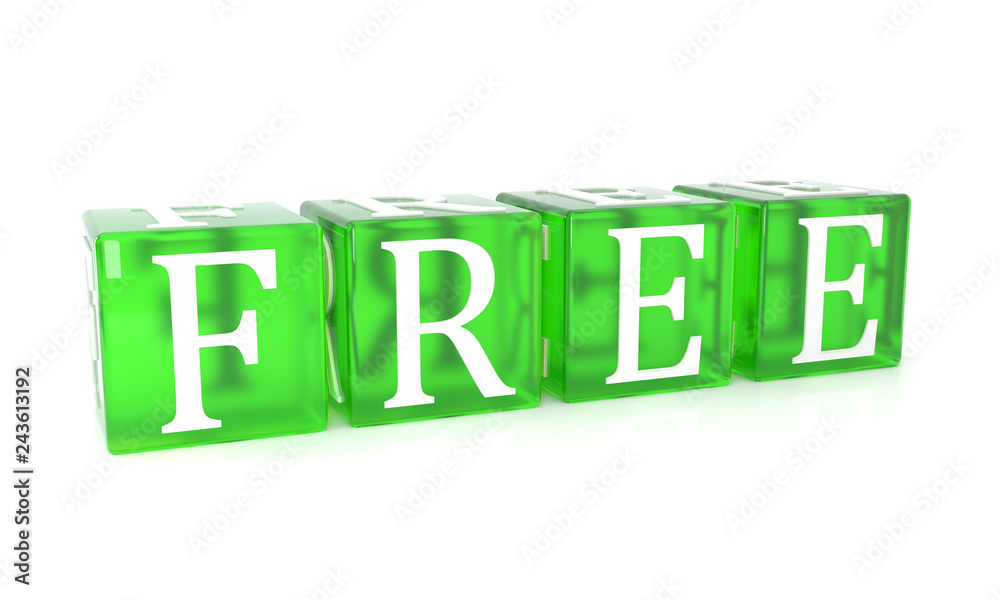 Free Cube text on white background Free Cube text on white background