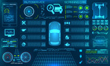 Hardware Diagnostics Condition of Car, Scanning, Test, Monitoring, Analysis, Verification. HUD UI