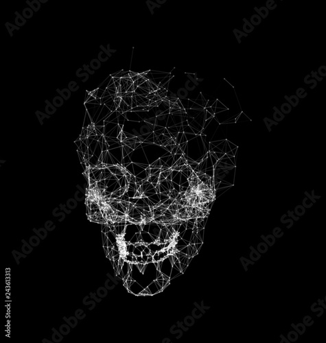 Skull Made in Polygons Plexus  Geometric Structure