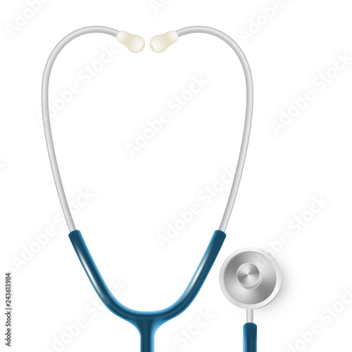 Medical and Health care concept, doctor s stethoscope isolated on white background. EPS 10
