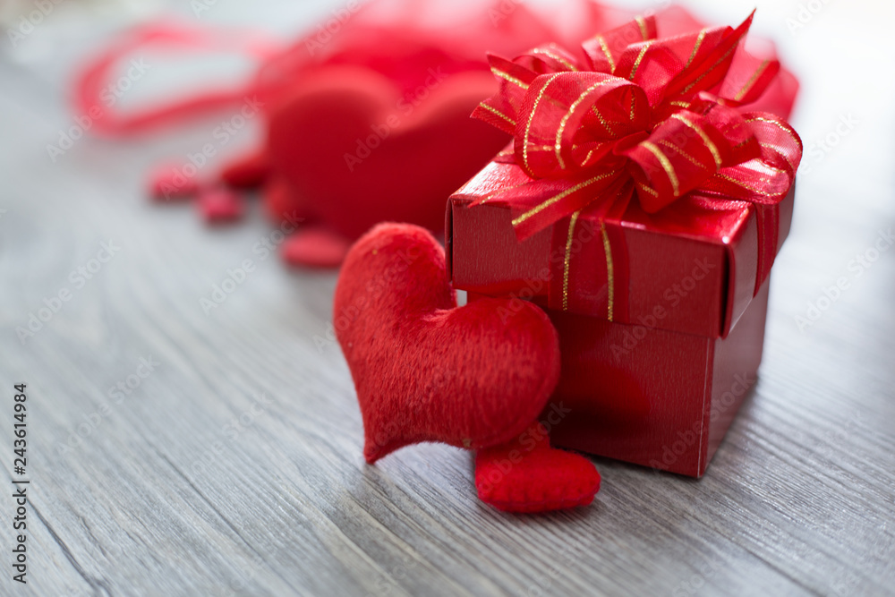 Valentine's day, gift box and red heart. Valentine's day, gift box and red heart.