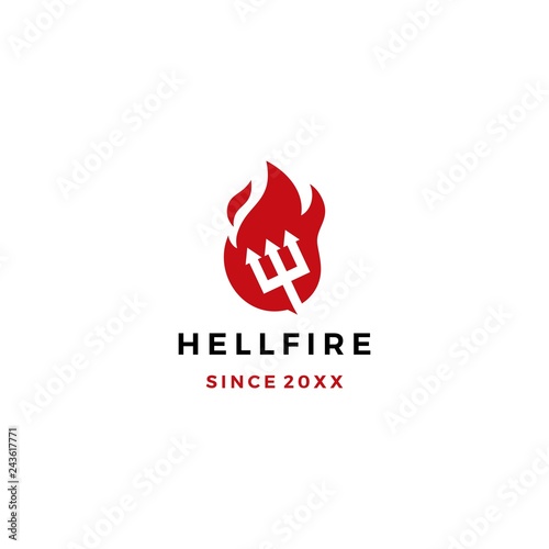hell fire pitchfork logo vector icon illustration download