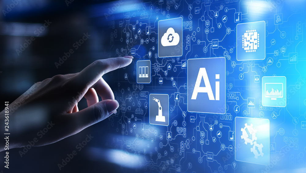 AI Artificial intelligence, Machine learning, Big data analysis and automation technology in business and industrial manufacturing concept on virtual screen. AI Artificial intelligence, Machine learning, Big data analysis and automation technology in business and industrial manufacturing concept on virtual screen.