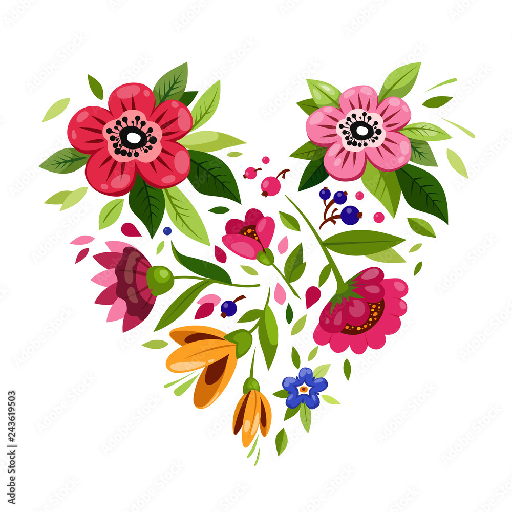 Flower heart. Heart from flowers. Vector illustration for holiday design. Symbol of love, romantic,passion Flower heart. Heart from flowers. Vector illustration for holiday design. Symbol of love, romantic,passion
