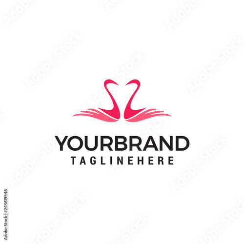 swan couple Logo designs Template vector