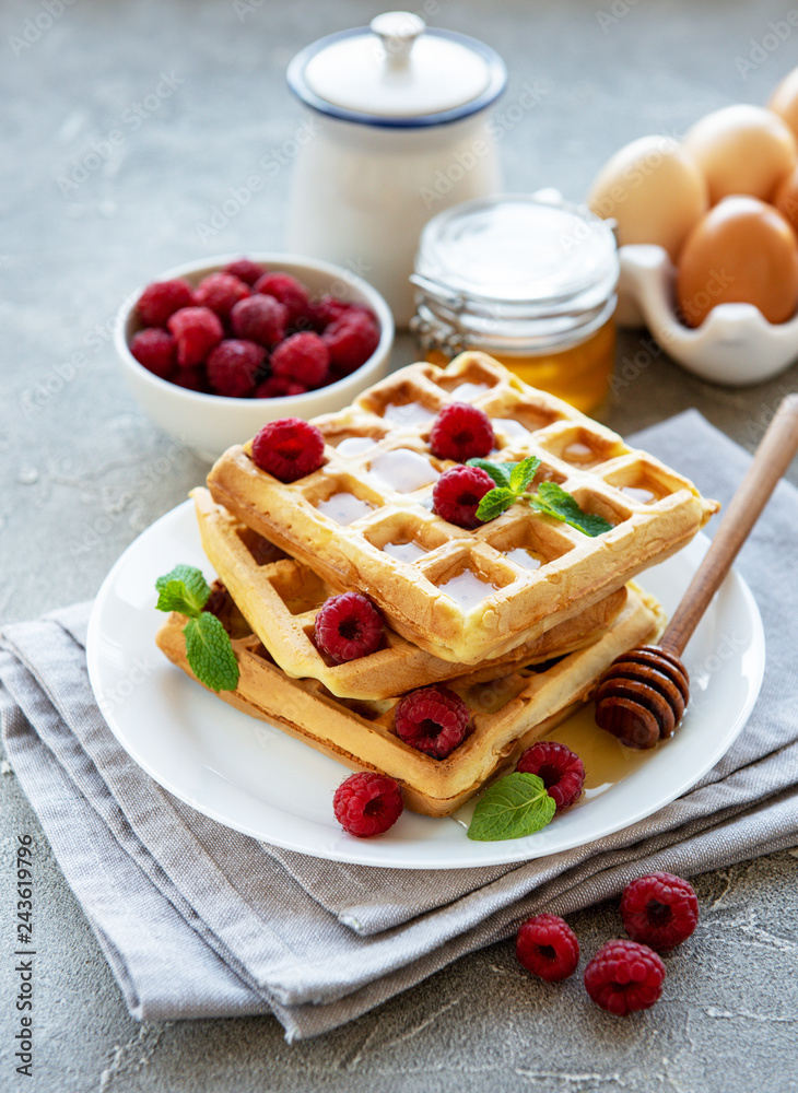 Homemade waffles with berries Homemade waffles with berries