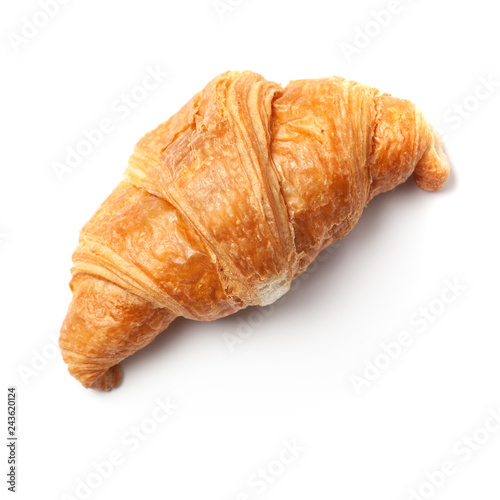 French puff pastry croissant isolated on white