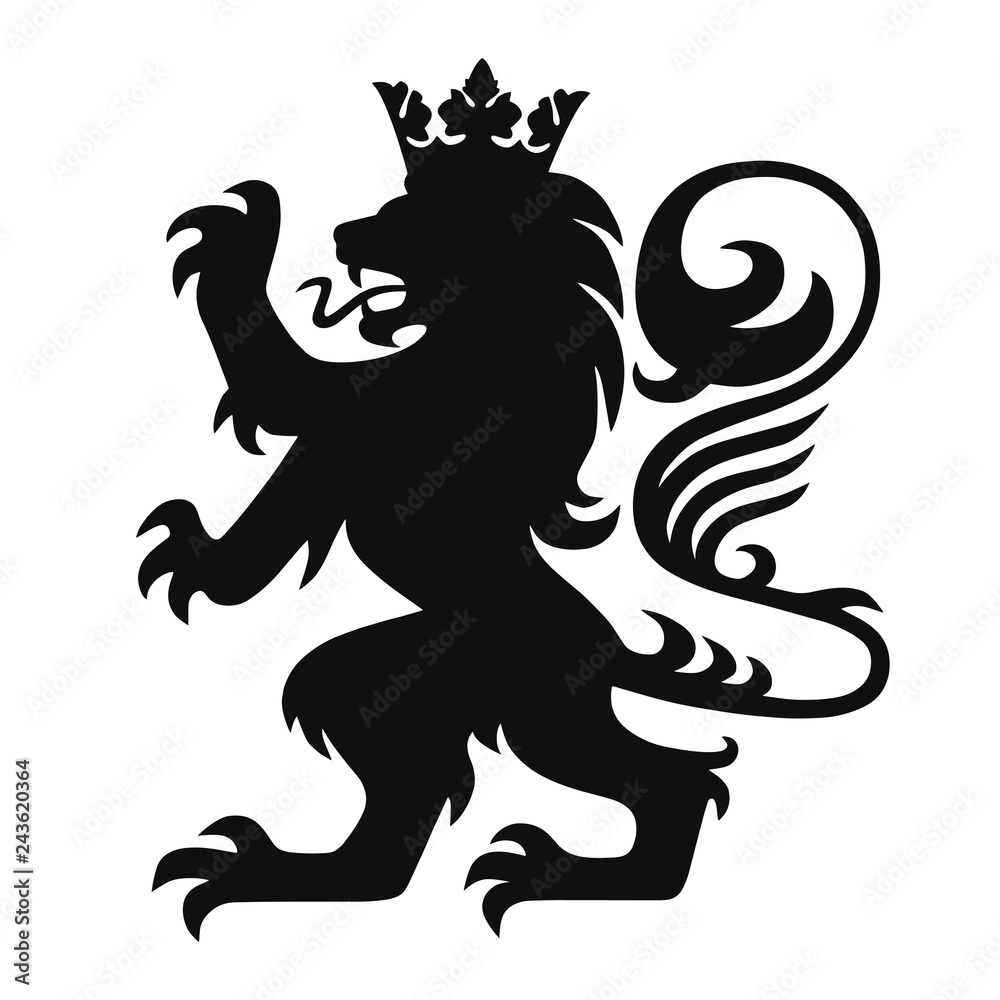 Heraldry Lion King with Crown Logo Mascot Vector Stock Vector | Adobe Stock