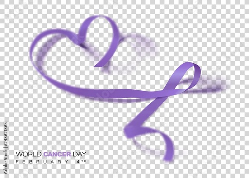 World Cancer Day concept. Lavender Ribbon. Vector Illustration.