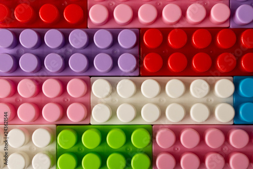 Multi-colored plastic construction set. Children's educational games. Close up