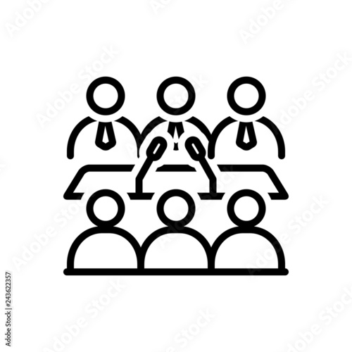 Black line icon for business conference 