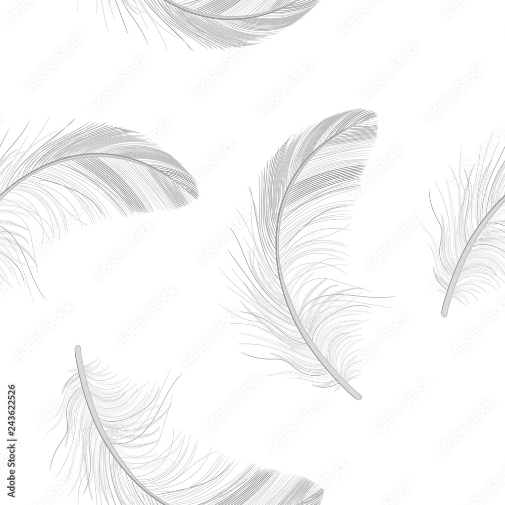 Obraz premium Feather pattern, fluff, fuzz is a white vector, realistic 3d. Pooh, lightness, airiness.