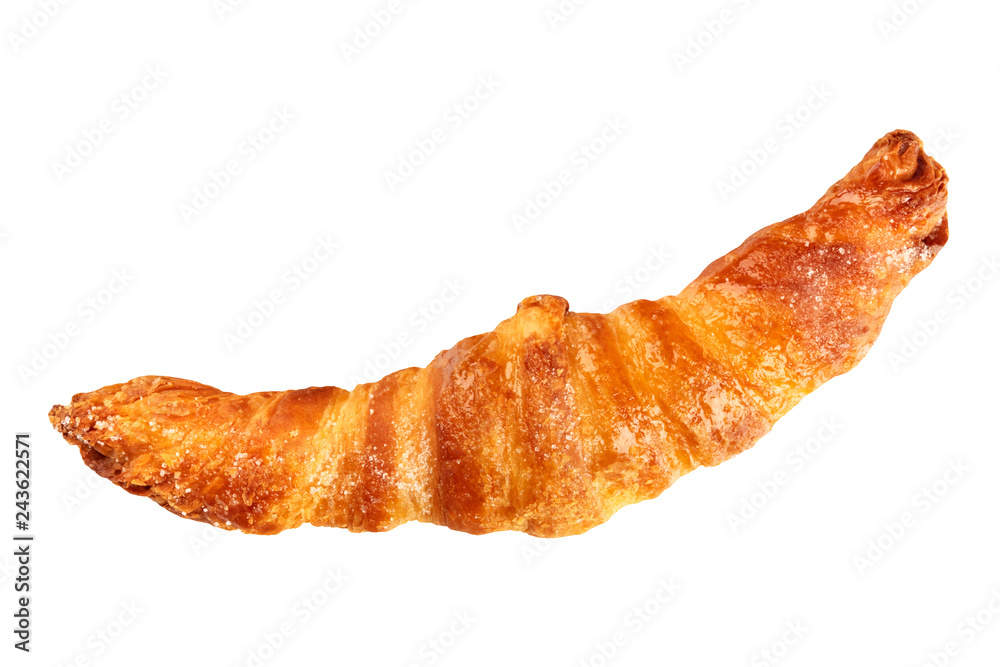 A croissant, shot from the top, isolated on a white background with a clipping path A croissant, shot from the top, isolated on a white background with a clipping path