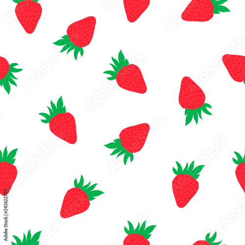 Seamless pattern with strawberries. Vector illustration in flat style