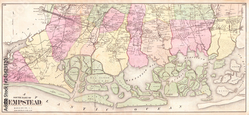 1873, Beers Map of South Hempstead, Long Island, New York
