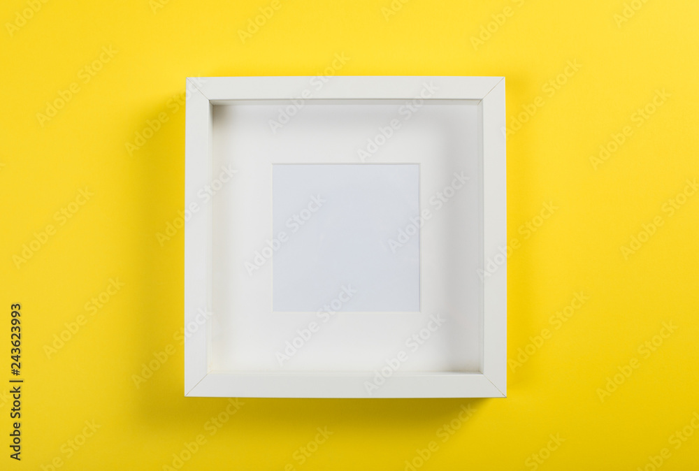 white frame on yellow background white frame on yellow background
