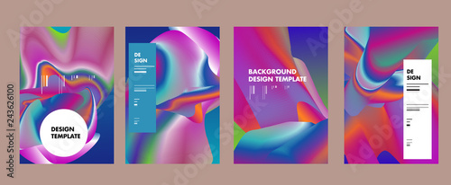 Set of modern abstract vector poster background . Gradient geometric shapes of different colors in space design style. Template ready for use in web or print design