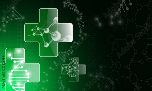 abstract background technology concept in green light,human body heal,technology modern medical science in future and global international medical with tests analysis clone DNA human
