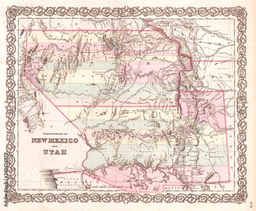 1855, Colton Map of Utah and New Mexico, first edition, first state