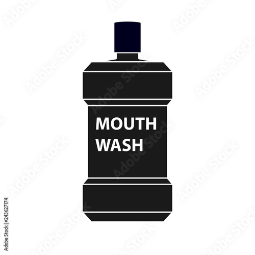 Mouthwash bottle silhouette icon. Clipart image isolated on white background