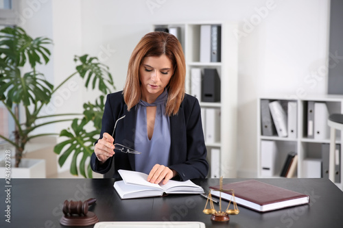 Beautiful female lawyer working in office © Pixel-Shot