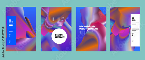 Set of modern abstract vector poster background . Gradient geometric shapes of different colors in space design style. Template ready for use in web or print design © yahya