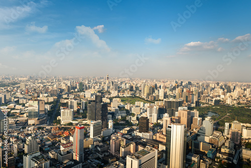 Cityscape of Bangkok city and skyscrapers buildings of Thailand., Panorama landscape of business and financial center of Thailand., Beautiful scene of urban town and travel destination of tourist. © Maha Heang 245789