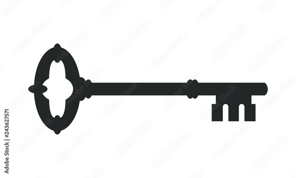 Icon door key. Symbol ancient key isolated on white background. Vector illustration Icon door key. Symbol ancient key isolated on white background. Vector illustration