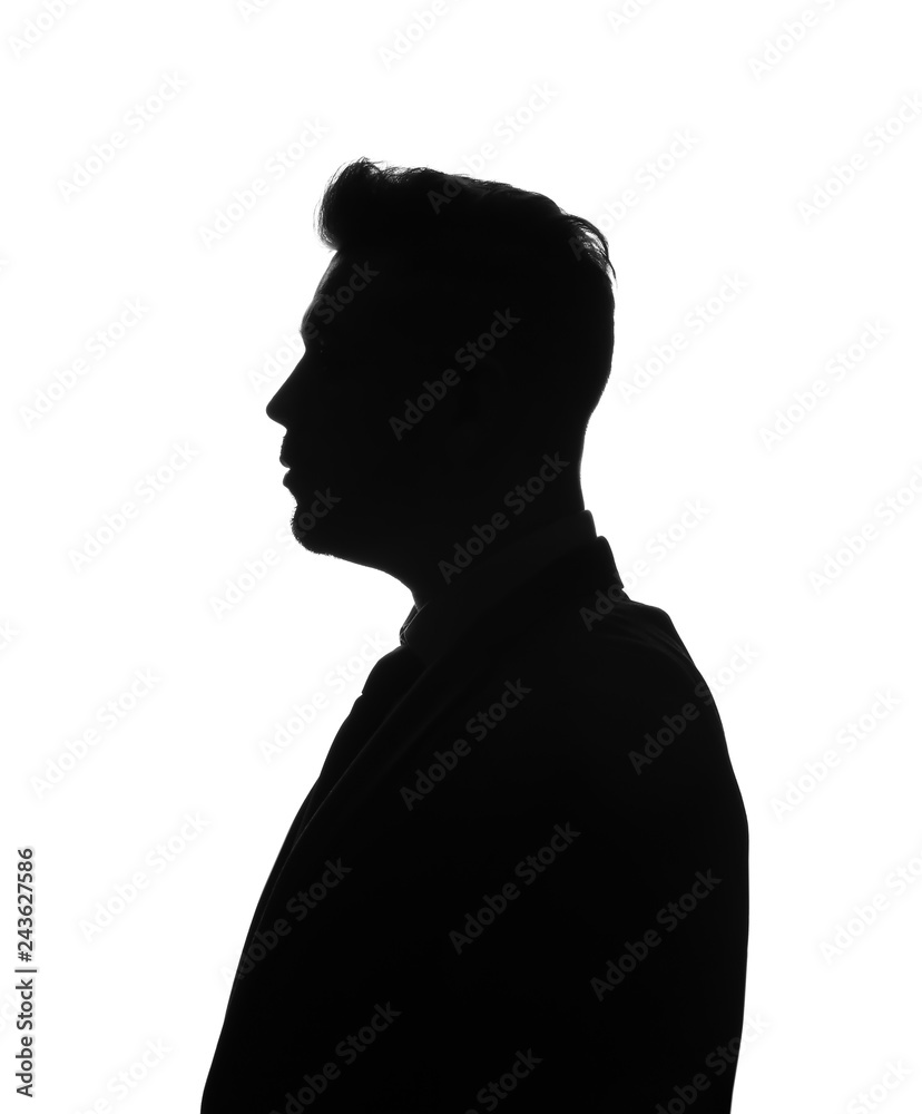 Silhouette of man on white background