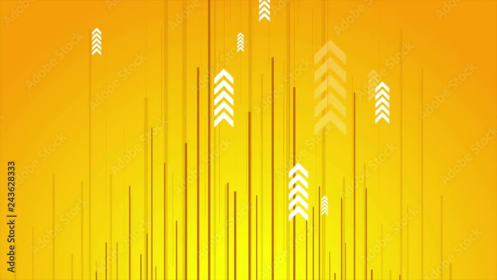 Abstract bright orange tech motion design with arrows