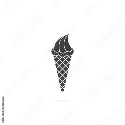 Monochrome vector illustration of a ice cream, isolated on a white background.