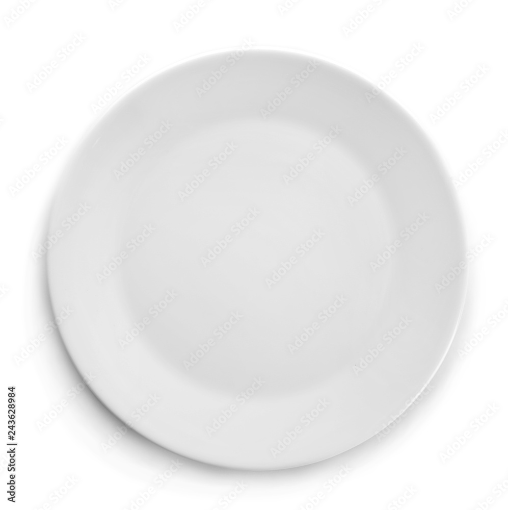 Clean empty plate on white background Clean empty plate on white background