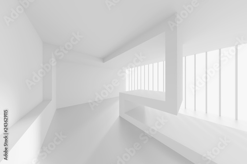 Fototapeta Naklejka Na Ścianę i Meble -  Abstract Architecture Design. White Futuristic Interior Background