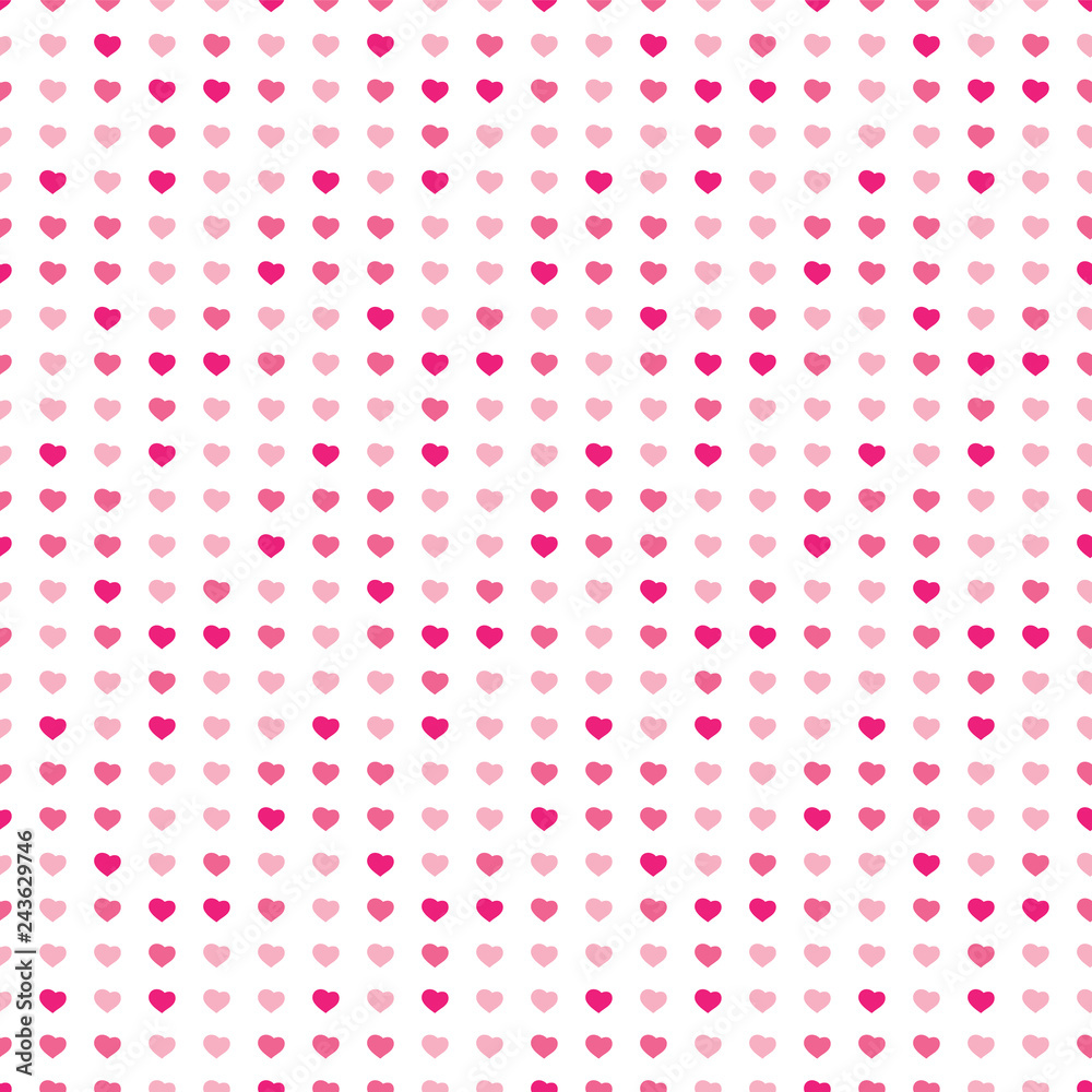 Abstract Seamless White and Pink Hearts Pattern - Valentine's Day Card or Background Vector Design 