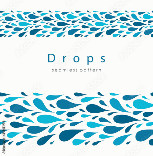 Seamless pattern with stylized drops on a light background. Blue